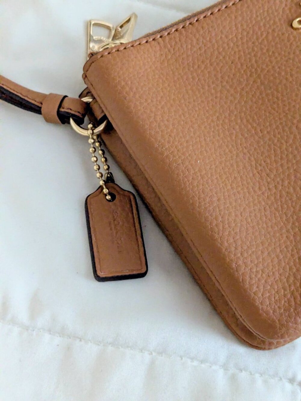 Coach Madison Double Corner Zip Wallet Wristlet Light Saddle Brown Style F87587 - Picture 3 of 9